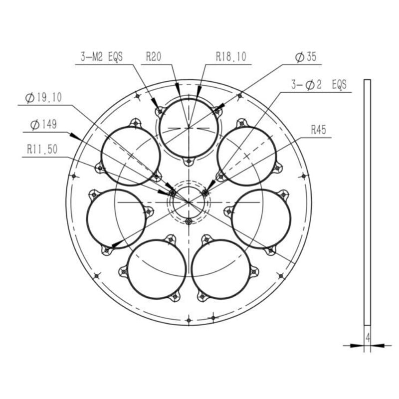 QHY Filterwiel CFW3M-US 7x 36 mm