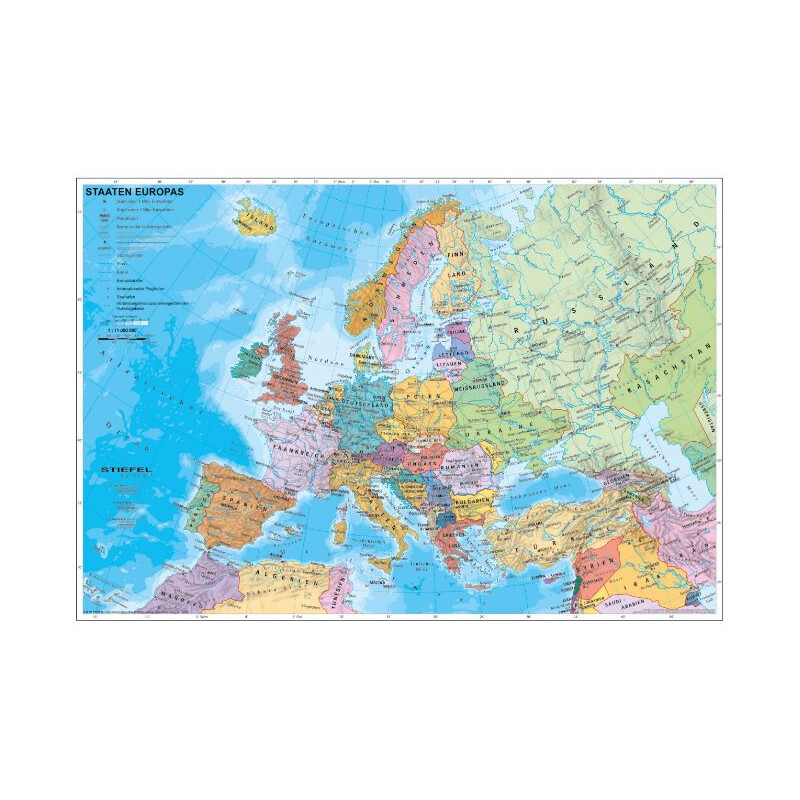 Stiefel continentkaart Europa, politiek (Engels)