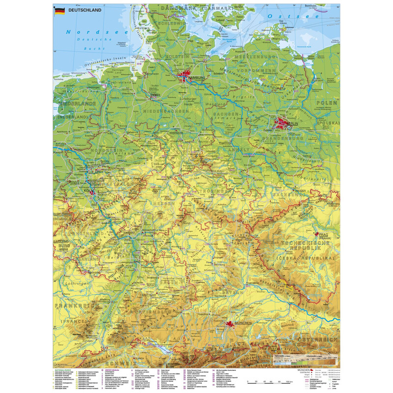 Stiefel Kaart Duitsland (Engels) met UNESCO-werelderfgoederen