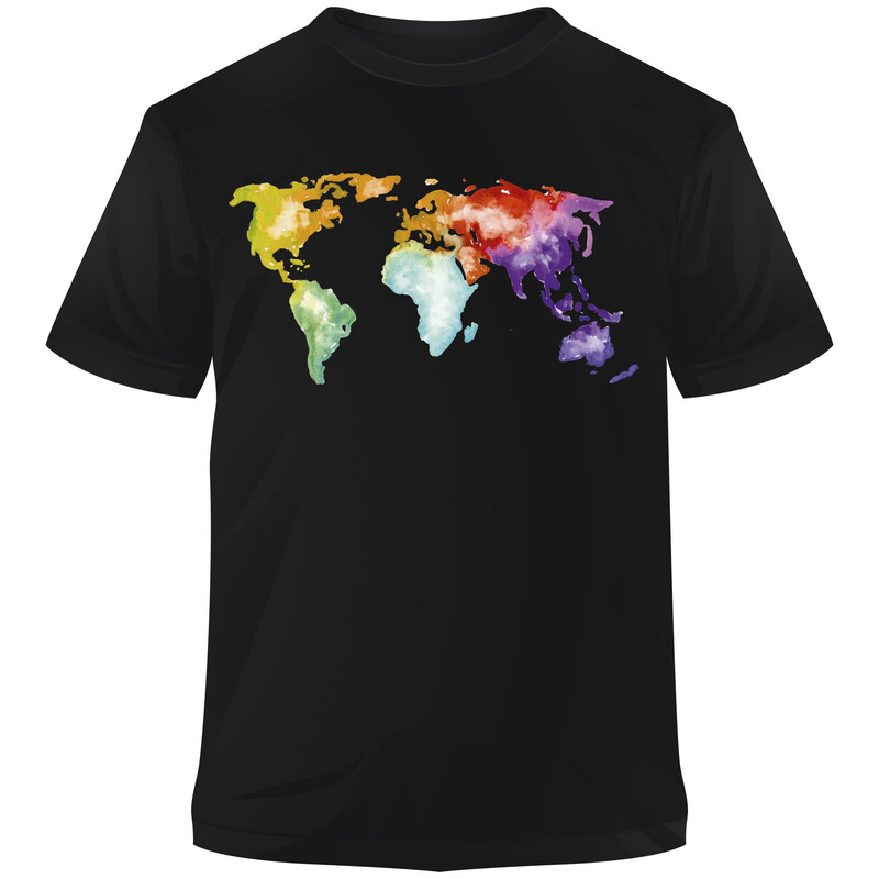 Stiefel T-Shirt De wereld is kleurrijk aquarel XL