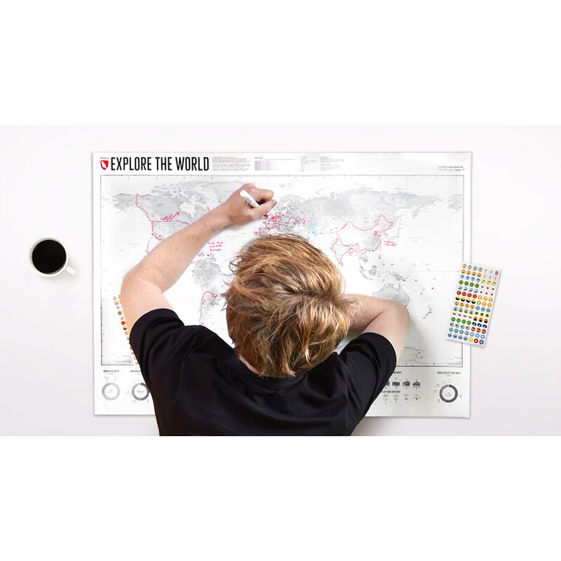 Marmota Maps Wereldkaart Explore the World 200x140cm