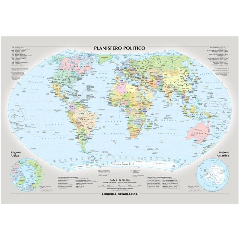Libreria Geografica Wereldkaart Planisfero fisico e politico