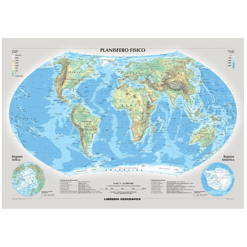 Libreria Geografica Wereldkaart Planisfero fisico e politico