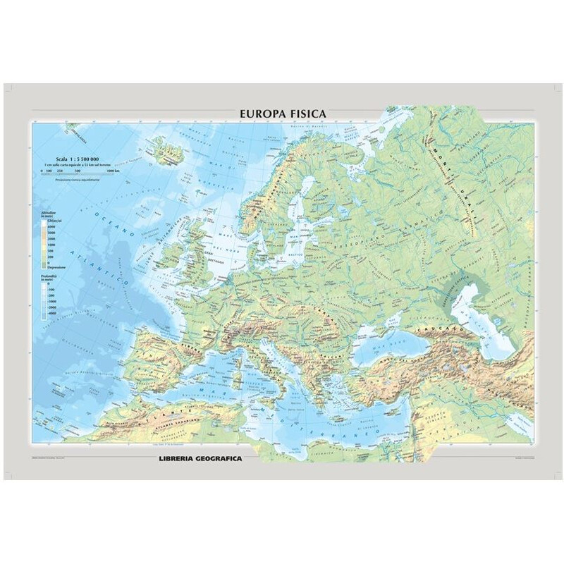 Libreria Geografica continentkaart Europa fisica e politica