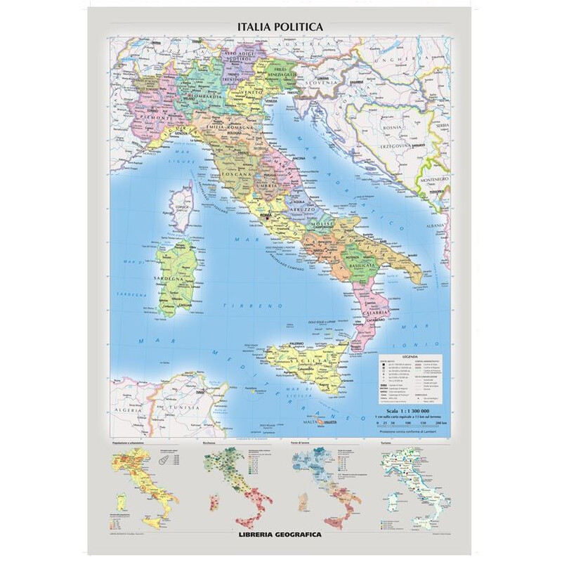 Libreria Geografica Kaart Italia fisica e politica