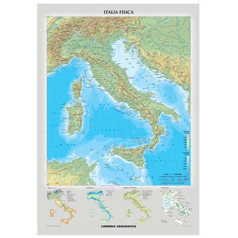 Libreria Geografica Kaart Italia fisica e politica