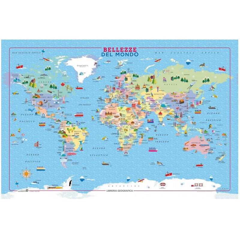 Libreria Geografica Wereldkaart Bellezze del Mondo