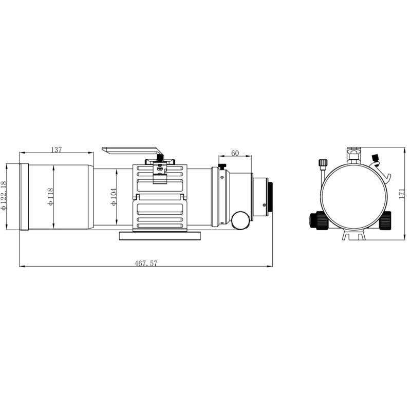 Omegon Apochromatische refractor Pro APO AP 94/517 Triplet ED OTA
