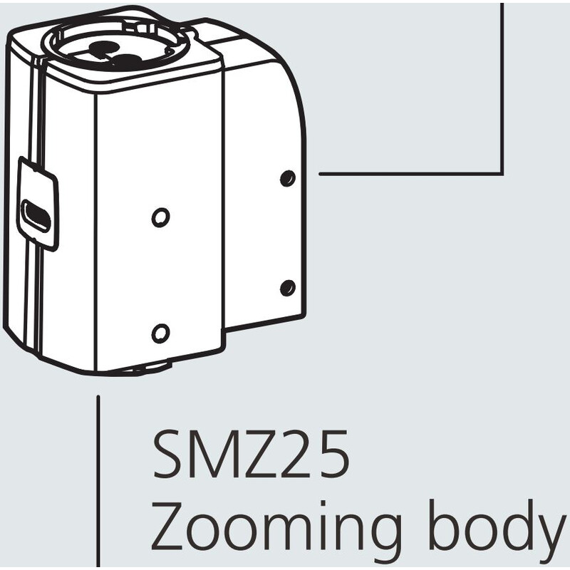 Nikon SMZ25, gemotoriseerd, parallel optiek, achromaat, Zoomkop, bino, 6,3-157,5x, klikstop, verhouding 25:1, 15°