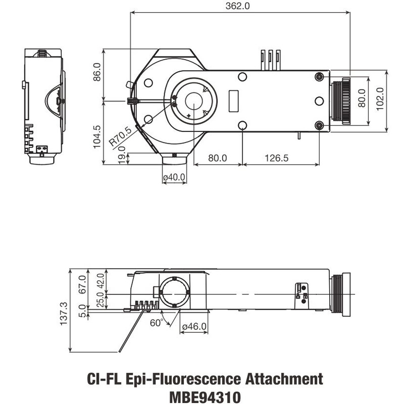 Nikon Ci-FL epifluorescentie bevestiging