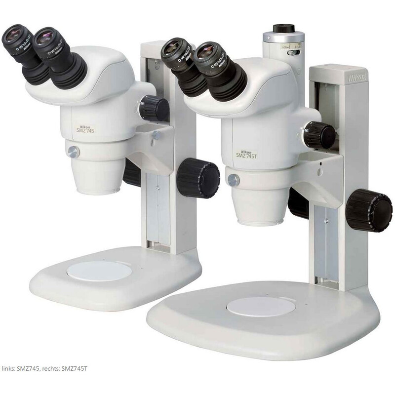 Nikon Stereo zoom microscoop SMZ745, bino, 0,67x-5x,45°, FN22, B.D.115mm, invallend en doorgelaten licht, LED