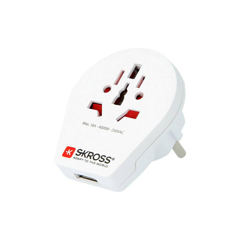 Skross Stroomvoorziening Wereld naar Europe reisadapter met USB