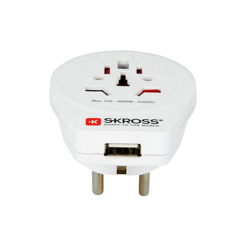 Skross Stroomvoorziening Wereld naar Europe reisadapter met USB