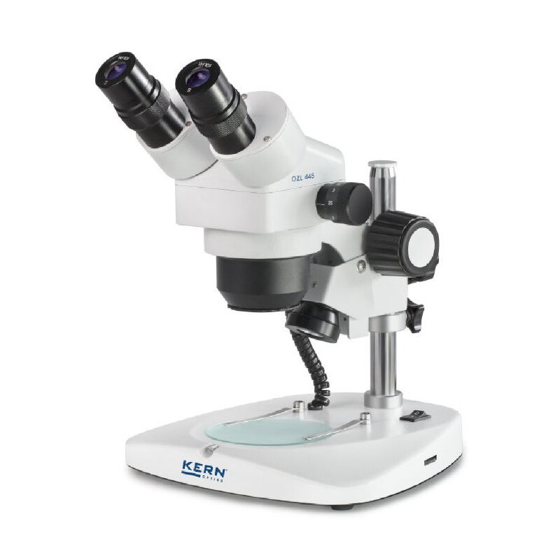 Kern Stereo zoom microscoop OZL 445, Greenough, zuil, bino, 0.75-3.6x,10x/21, 0.35W LED