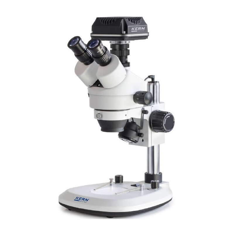 Kern Microscoop OZL 466C832, Greenough, zuil, 7-45x, 10x/20, doorgelaten licht, ringlicht, 3W LED, camera 5MP, USB 3.0