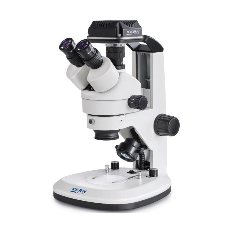 Kern Microscoop OZL 468C825, Greenough, Zahnstange, 7-45x, 10x/20, Auf-Durchlicht 3W LED, Kamera 5MP, USB 2.0