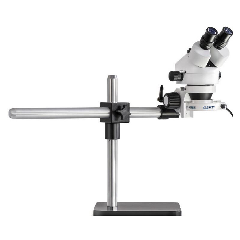 Kern Stereo zoom microscoop OZL 961, bino, 0.7-4.5x, telescooparm Statief (plaat), LED ringverlichting