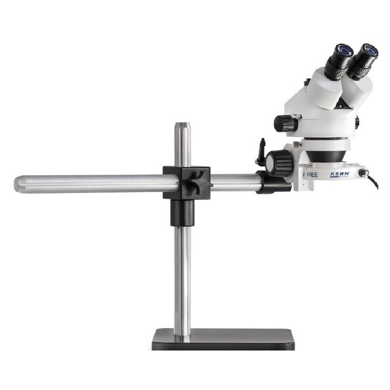 Kern Stereo zoom microscoop OZL 963, trino, 0,7-4,5x, Teleskoparm-Stativ, Platte, LED-Ringl.