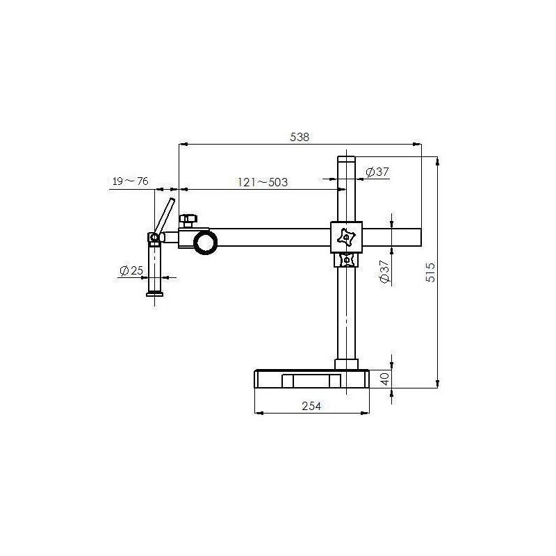 Kern Stereo zoom microscoop OZM 912, bino, 7x-45x, HSWF 10x23 mm, Statief, enkele arm (430 mm x 385 mm) w. tafelblad, Ringlampen LED 4,5 W