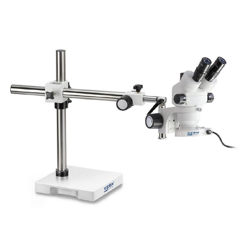 Kern Stereo zoom microscoop OZM 913, trino, 7x-45x, HSWF 10x23 mm, Stativ, Einarm (515 mm x 614 mm) m. Tischplatte, Ringlicht LED 4.5 W