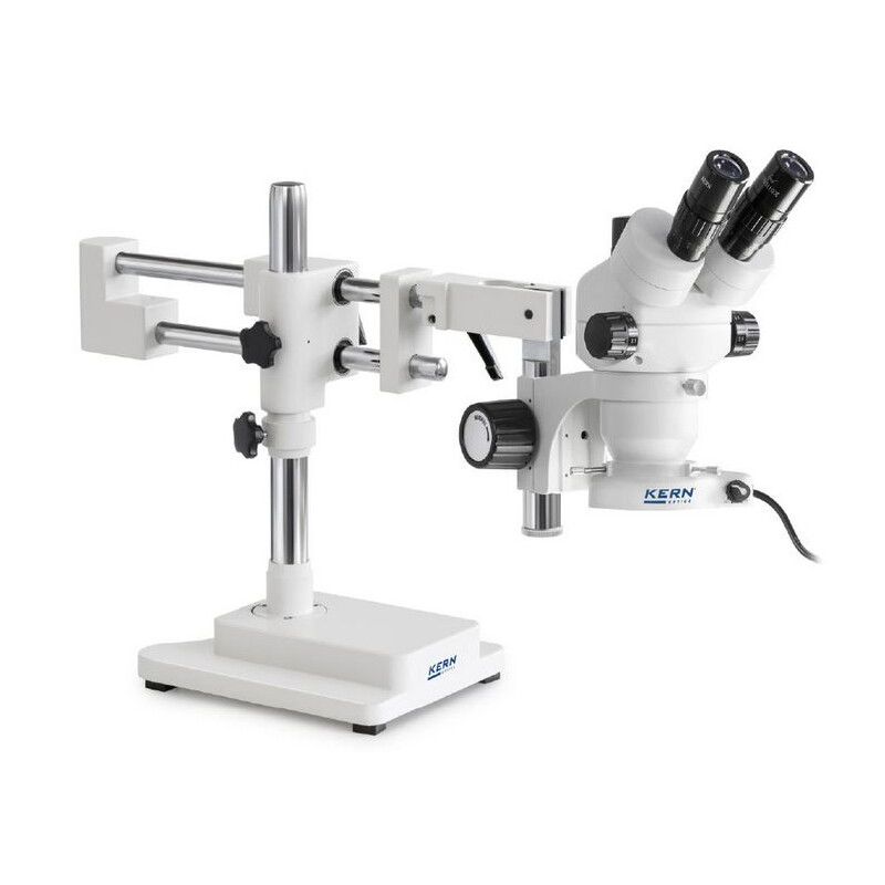 Kern Stereo zoom microscoop OZM 922, bino, 7x-45x, HSWF10x23mm, Statief, dubbele arm (515 mm x 614 mm) w. tafelblad, Ringlampen LED 4.5 W