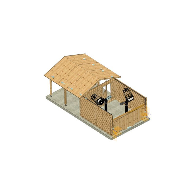 Dome Parts GreenLine Mega observatorium met intrekbaar dak en houtbescherming