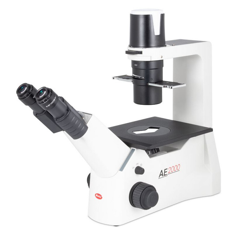 Motic Omgekeerde microscoop AE2000 bino, infinity 40x-200x, phase, Hal, 30W