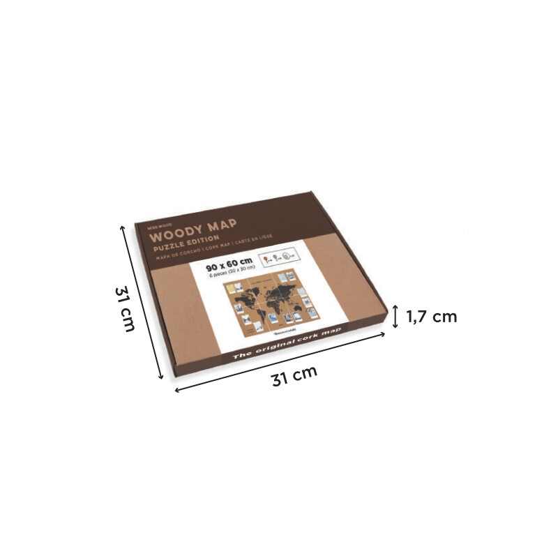 Miss Wood Wereldkaart Puzzelkaart XL - Zwart
