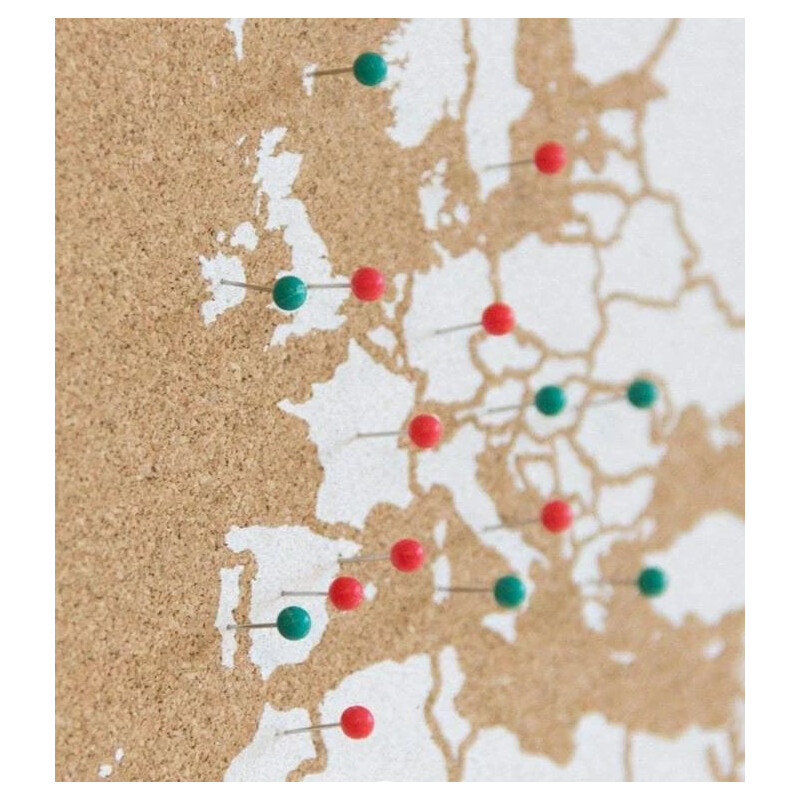 Miss Wood Wereldkaart Woody Map Natural Cork XXXL white