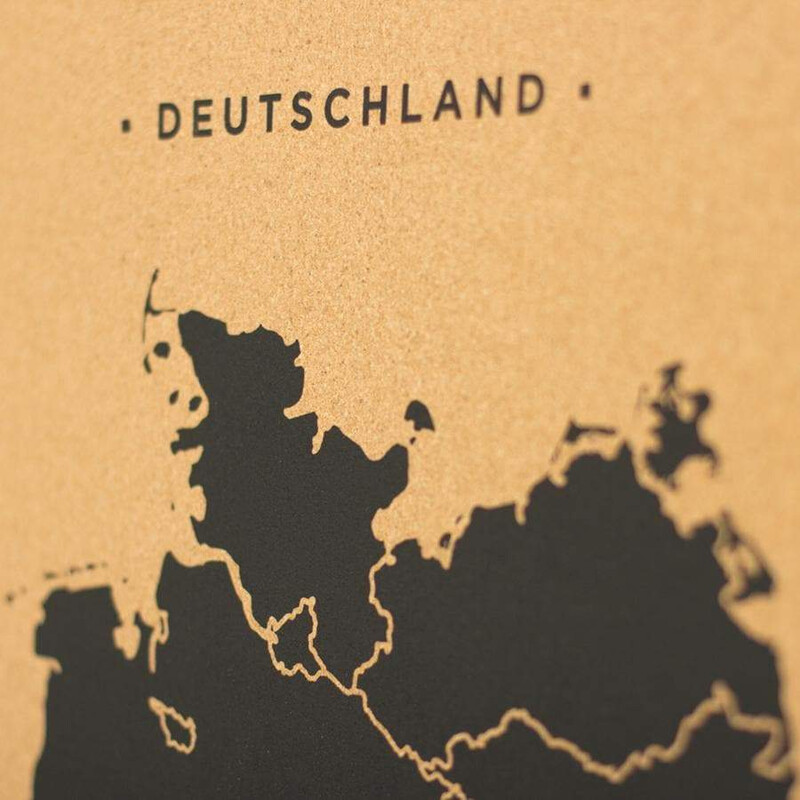 Miss Wood Kaart Woody Map Countries Deutschland Cork XL black (90 x 60 cm)