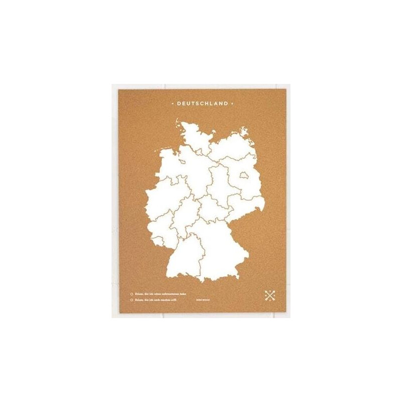 Miss Wood Kaart Woody Map Countries Deutschland Cork XL white (60 x 90 cm)