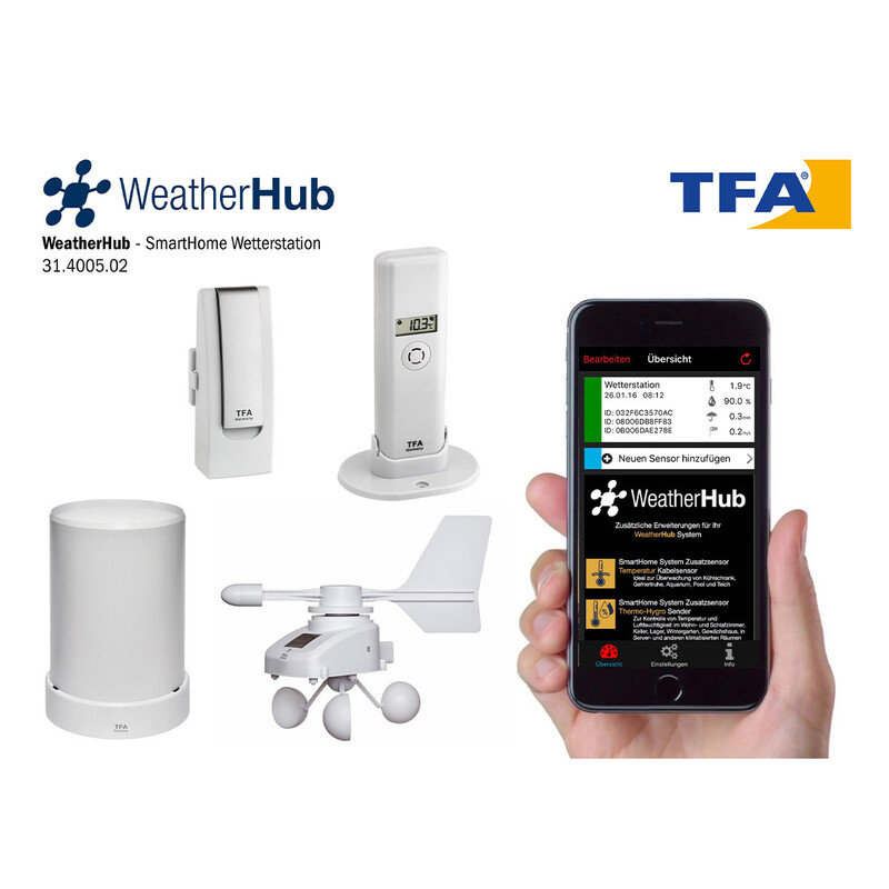 TFA Weerstation-set met klimaat-, regen- & windzender WEATHERHUB