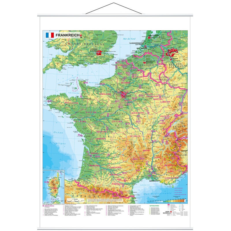 Stiefel Kaart Frankrijk, België en Nederland (Engels)