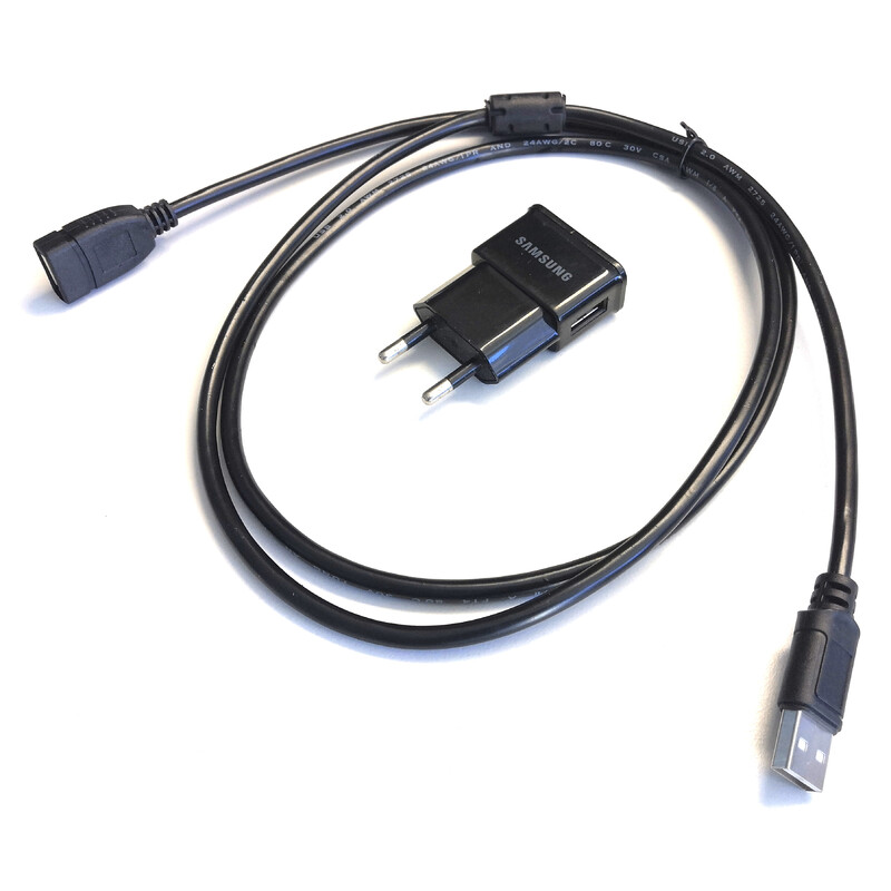 Stroomvoorziening USB Netstekker incl. 2m USB verlengkabel