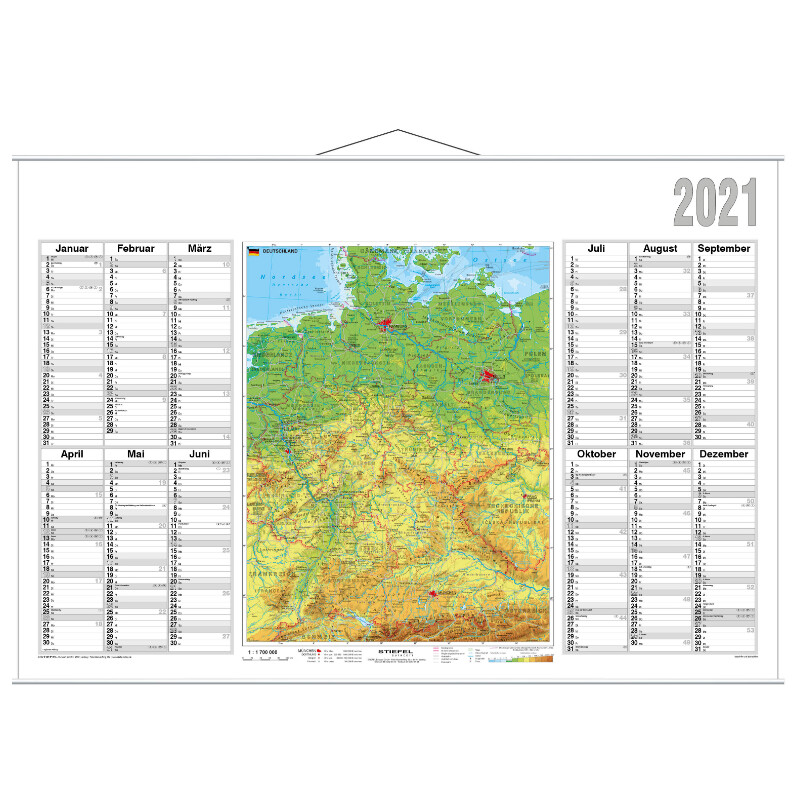 Stiefel Kaart Jaarplanner 2021 Duitsland fysiek