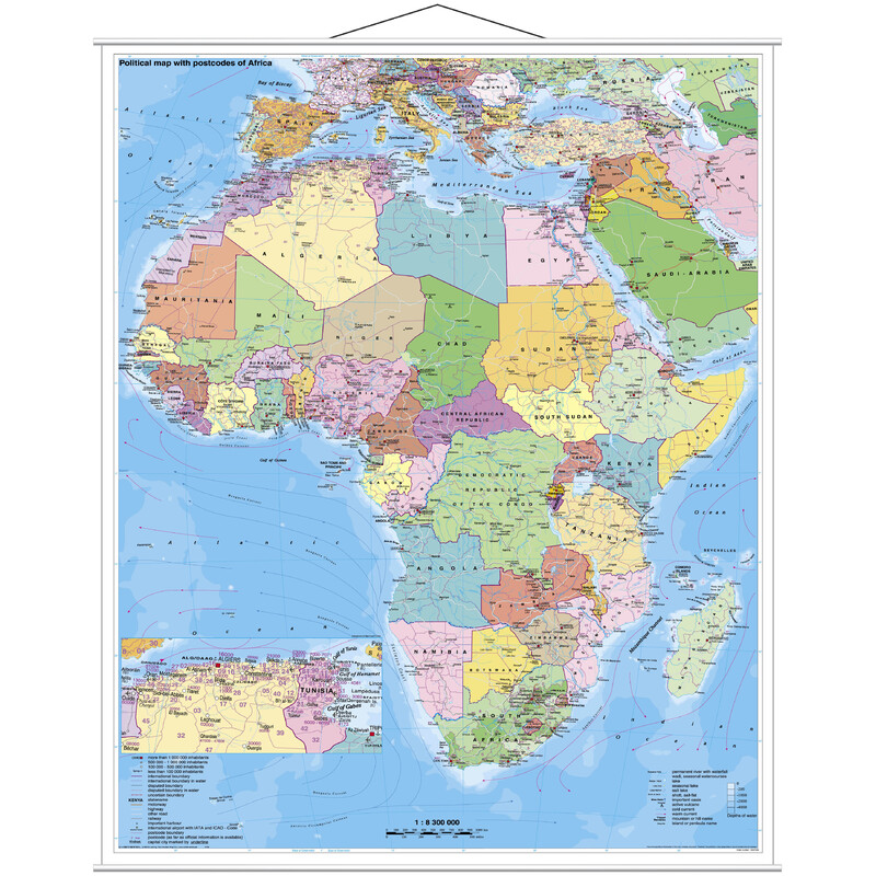 Stiefel continentkaart Afrika politiek met postcode
