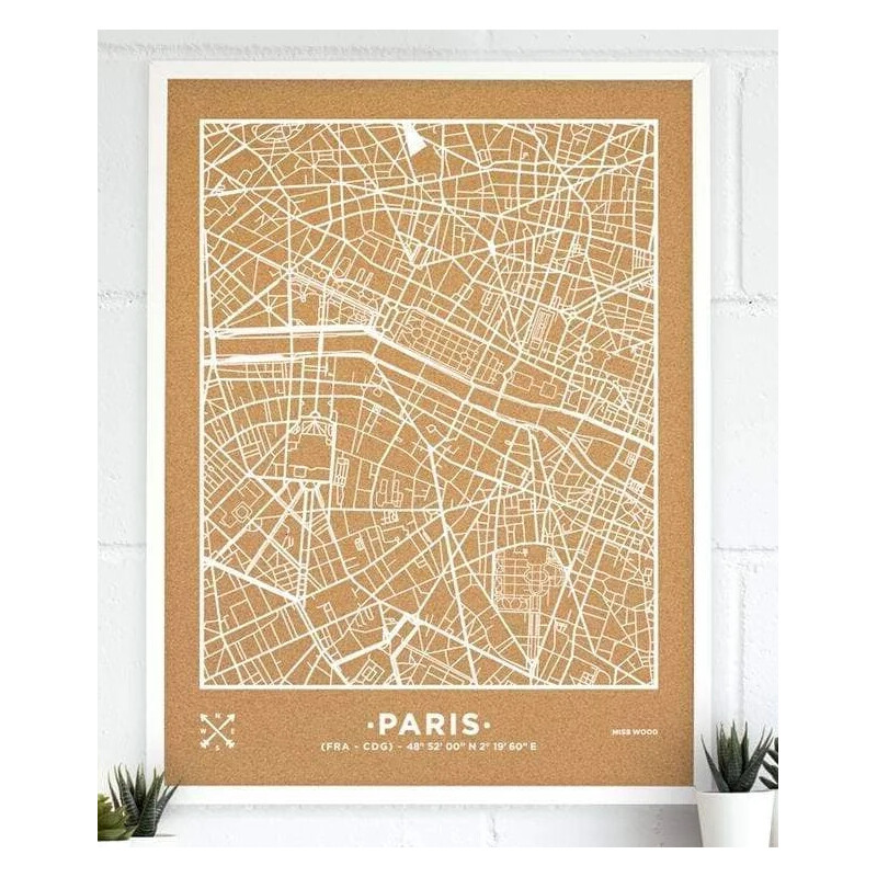 Miss Wood Regionale kaart Woody Map Natural Paris XL White