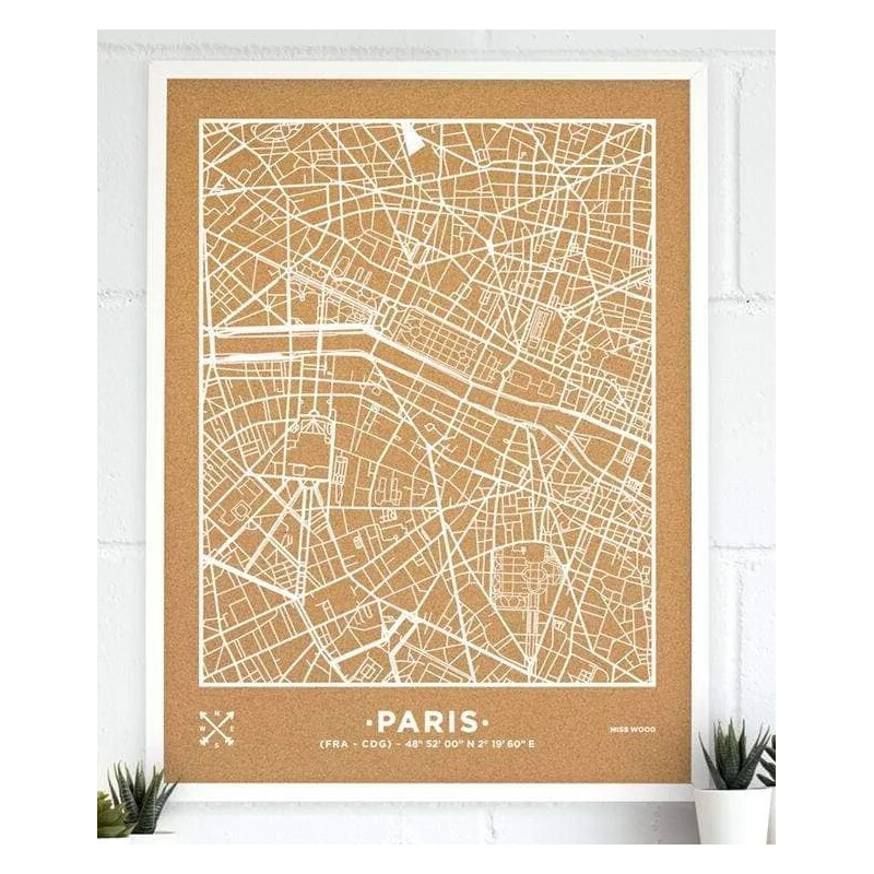 Miss Wood Regionale kaart Woody Map Natural Paris XL White