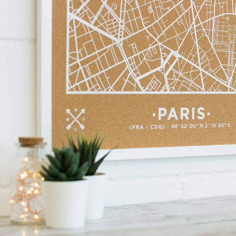 Miss Wood Regionale kaart Woody Map Natural Paris XL White