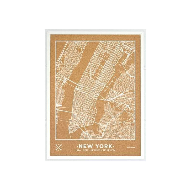 Miss Wood Regionale kaart Woody Map Natural New York L White