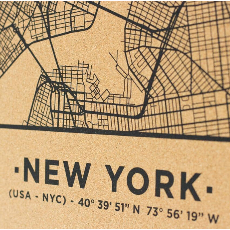 Miss Wood Regionale kaart Woody Map Natural New York L Black