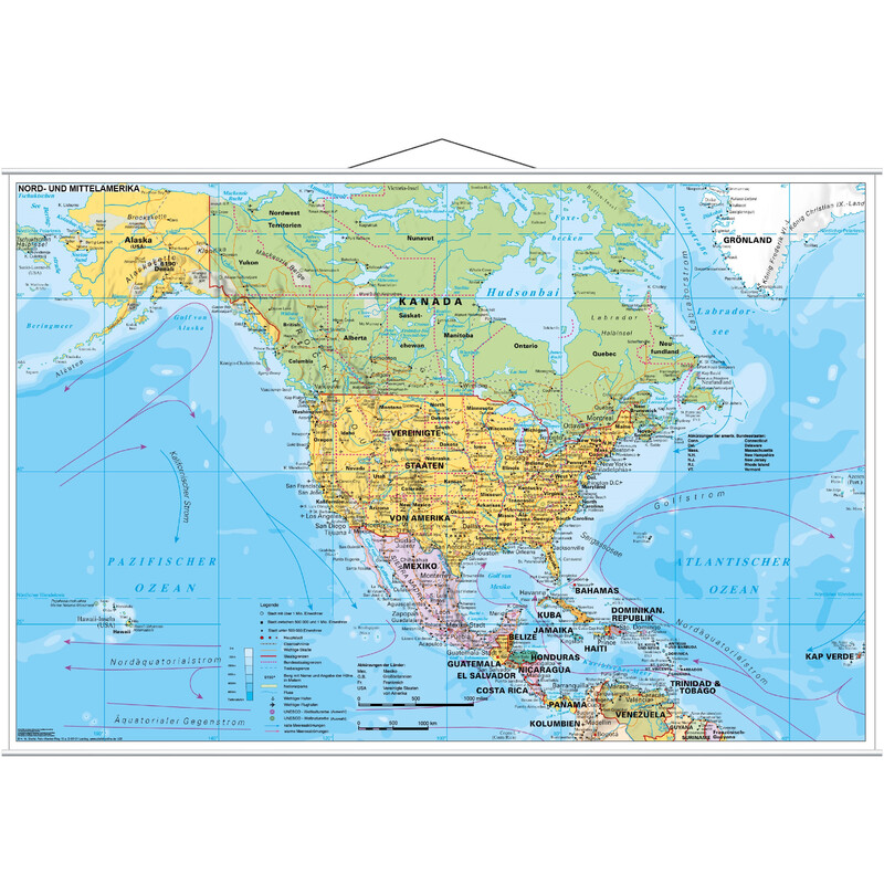 Stiefel continentkaart Nord- und Mittelamerika politisch (137x89)