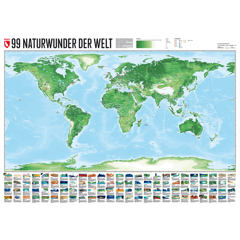 Marmota Maps Wereldkaart 99 Naturwunder (140x100)