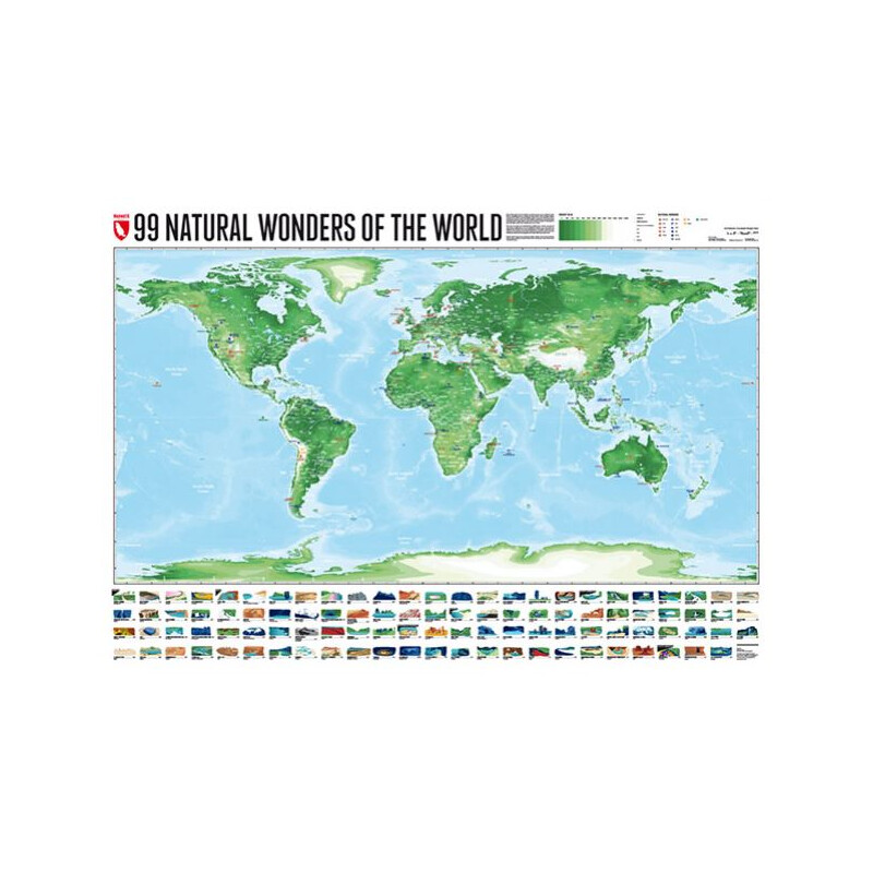 Marmota Maps Wereldkaart 99 Natural Wonders (140x100)