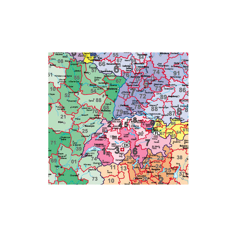 Stiefel continentkaart Europa postcode (97 x 119 cm)
