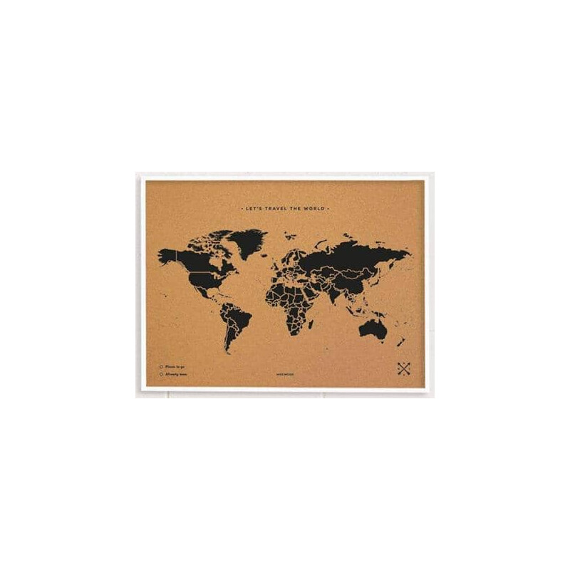 Miss Wood Wereldkaart Woody Map Natural Cork L black