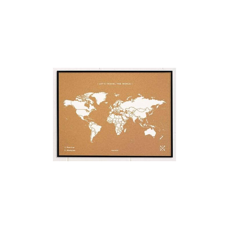 Miss Wood Wereldkaart Woody Map Natural Cork L white