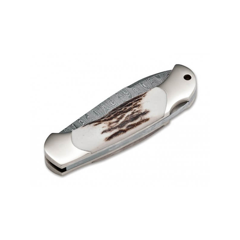 Böker Messen Scout Speerpunt Staghorn Damascus