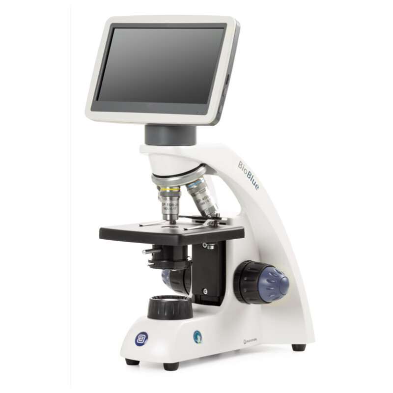 Euromex Microscoop BioBlue, BB.4200-LCD, 7 inch LCD Bildschirm, SMP 4/10/S40x Objektiven, DIN, 40x - 400x, 10x/18, LED, 1W, einfacher Objekttisch