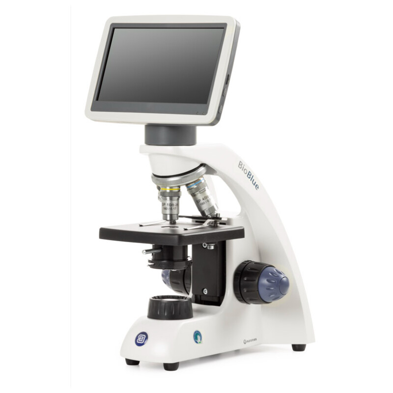 Euromex Microscoop BioBlue, BB.4200-LCD, 7 inch LCD-scherm, SMP 4/10/S40x Lenzen, DIN, 40x - 400x, 10x/18, LED, 1W, gewoon specimen stage